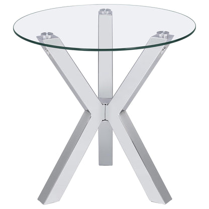 Kenzie 2-piece Round Coffee and End Table Set Chrome