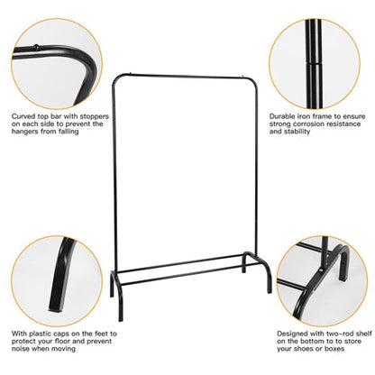 33lbs Loading Garment Racks Freestanding Clothing Racks Clothes Rack Stands Organizer with Bottom Shelf for Dormitory Home