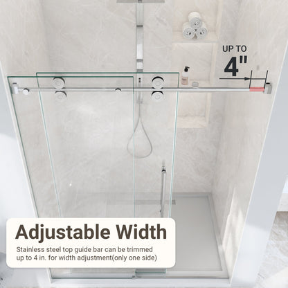 56-60"W x 72"H Frameless Single Sliding Shower Door