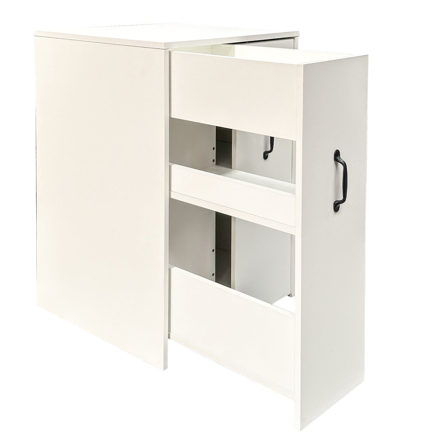 3 Tier Wooden Floor Standing Bookcase with Slide Out Drawer Storage