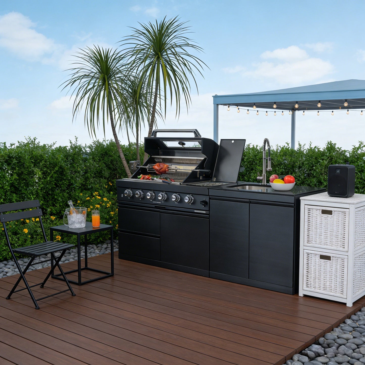 46-Inch 4-Burner Deluxe Stainless Steel Gas Outdoor Kitchen Island Grill