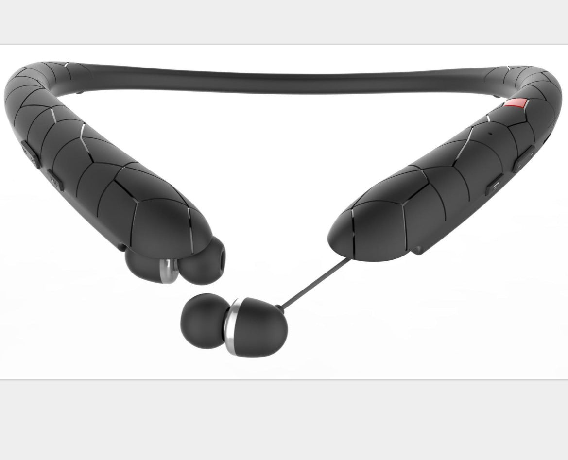 Sports Bluetooth Neckband Headphones with Retractable Wire for Handsfree Calls and Stereo Sound