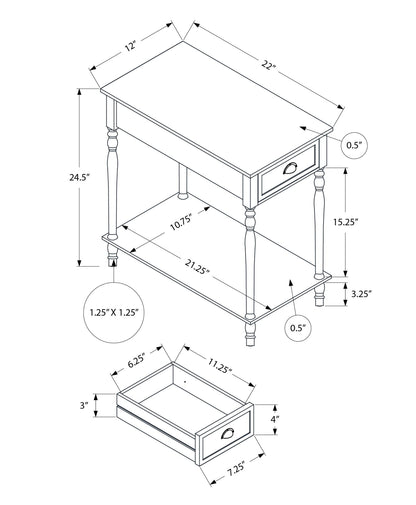 Accent Side Table, 2 Tier, Storage Drawer, Stylish Traditional Design