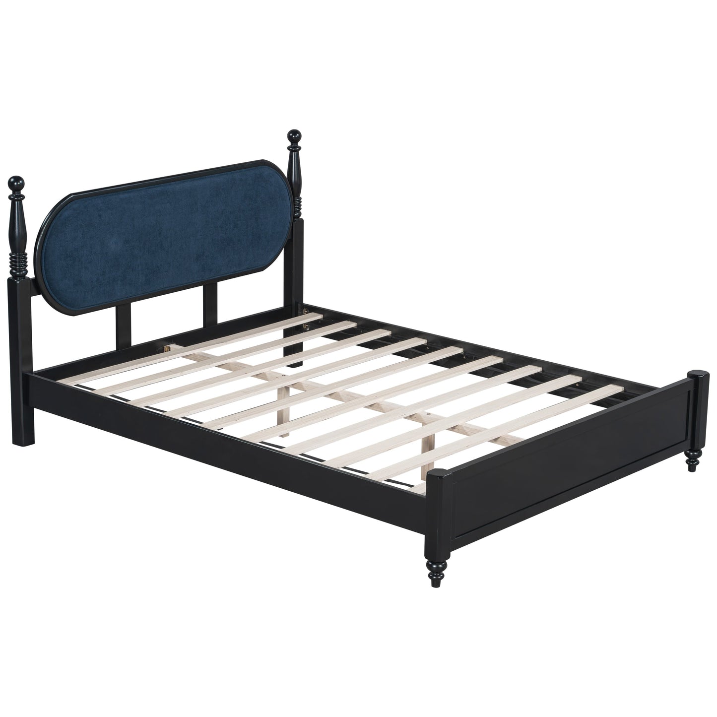 Queen Bed Frame, Solid Wood Platform with Slats