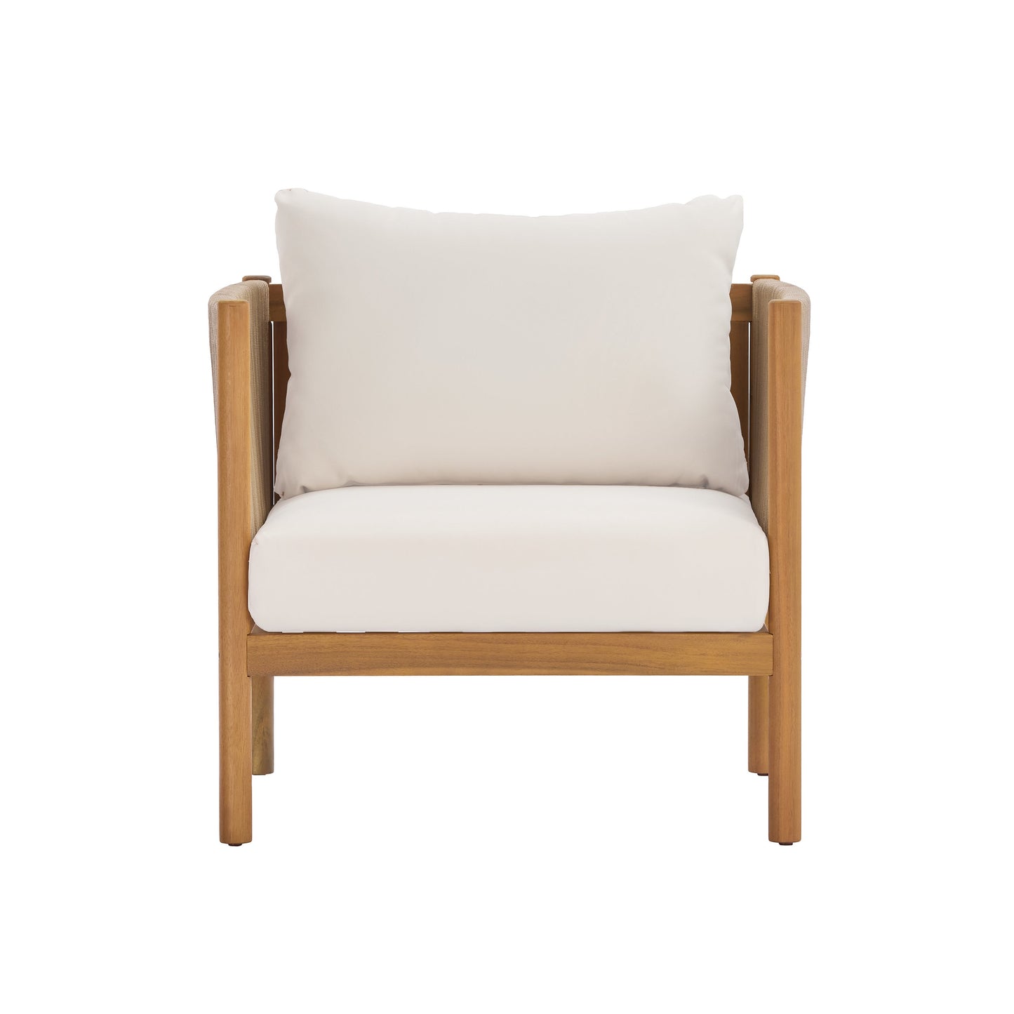 Outdoor Club Chair with Acacia Wood Frame in Teak Look