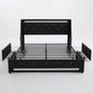Wingback Upholstered Bed Frame With LED Lights, Charging Station