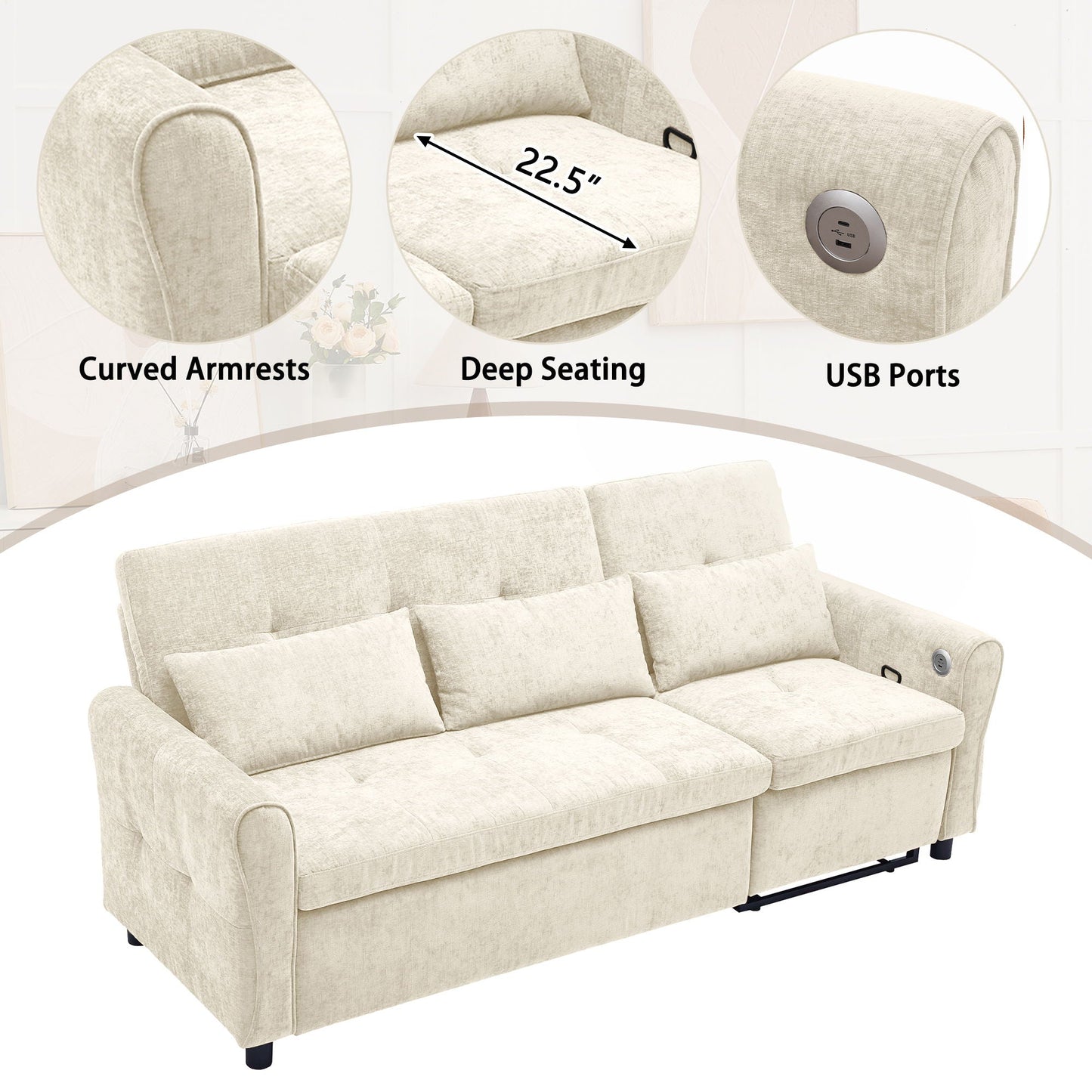 3 Seater Sofa Bed And Reversible Recliner