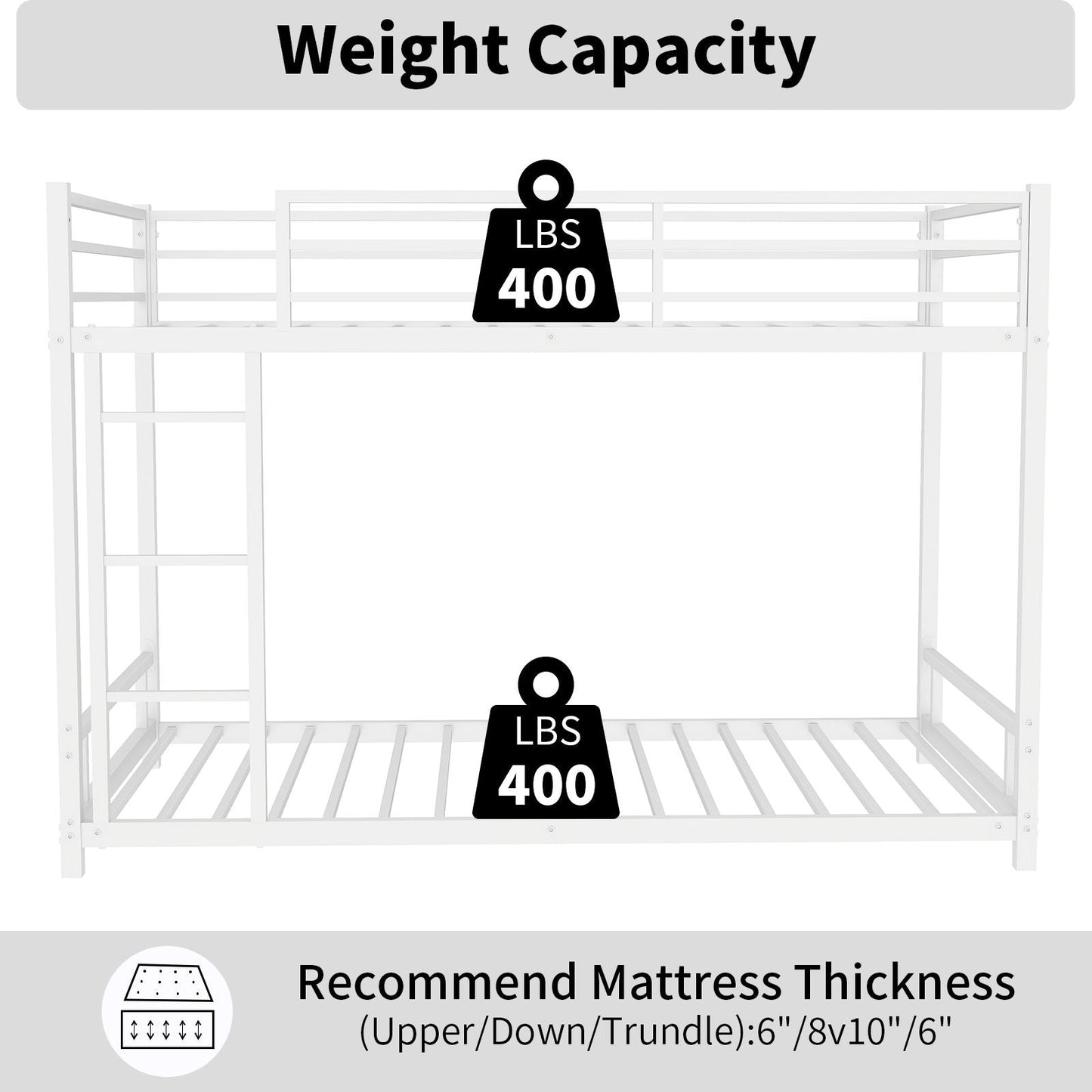 Bunk Bed With Noise Reduction And Safety Guardrail