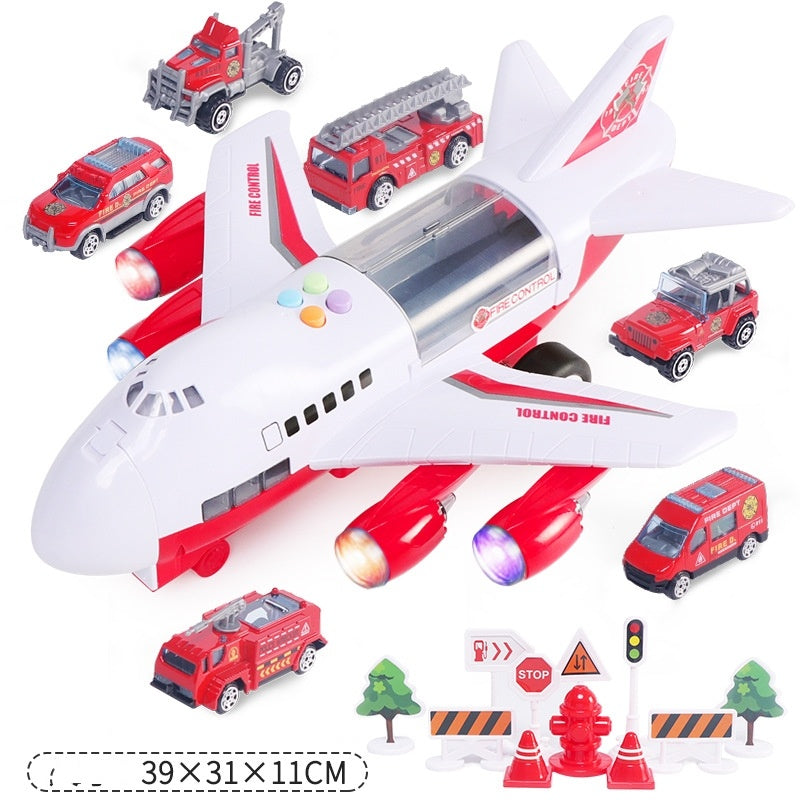Children's Music Story Simulation Track Inertia Toy Aircraft Storage Passenger Plane Police Fire Rescue Baby Boy Toy Car