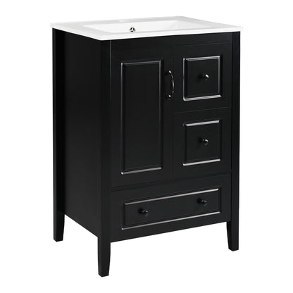 Retro Bathroom Vanity With Sink, Soft Closing Cabinet & Drawers