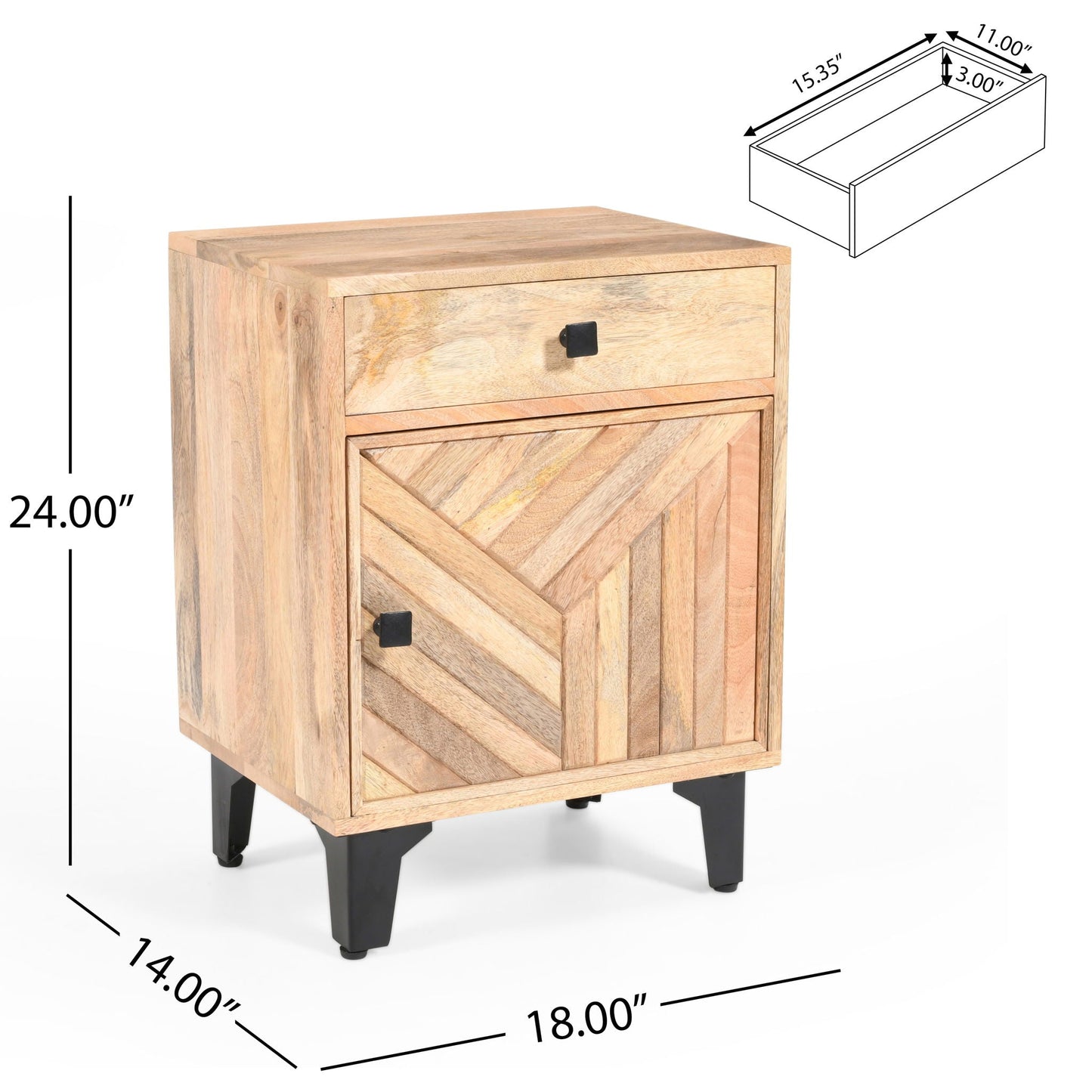 Solid Wood Vintage Nightstand With Handcrafted Detailing