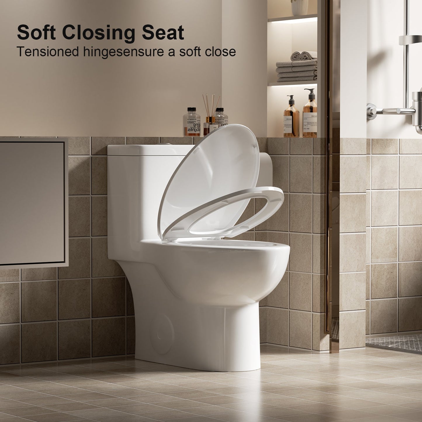 1.1/1.6 GPF Tornado Flush One-Piece Toilet with Comfort Chair Seat