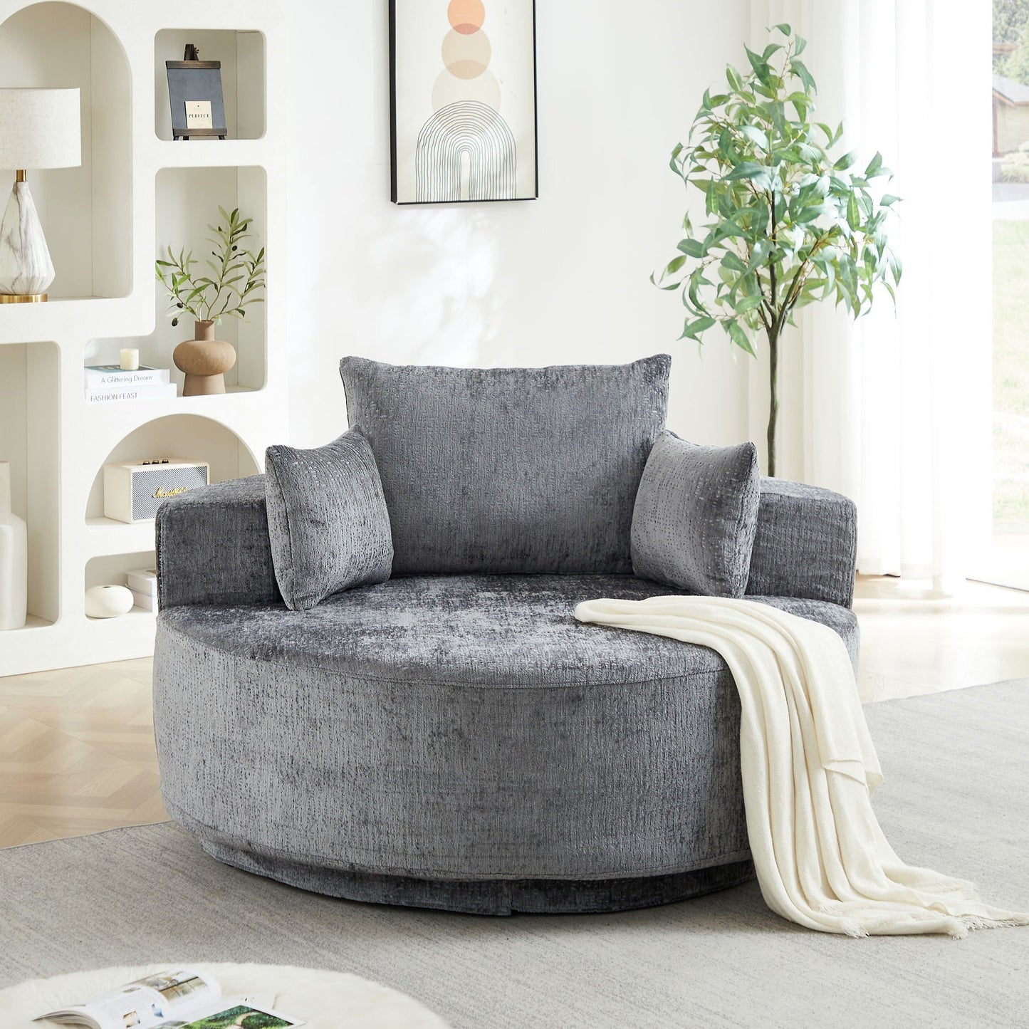 Swivel Chair With Rotating Base For Living Room