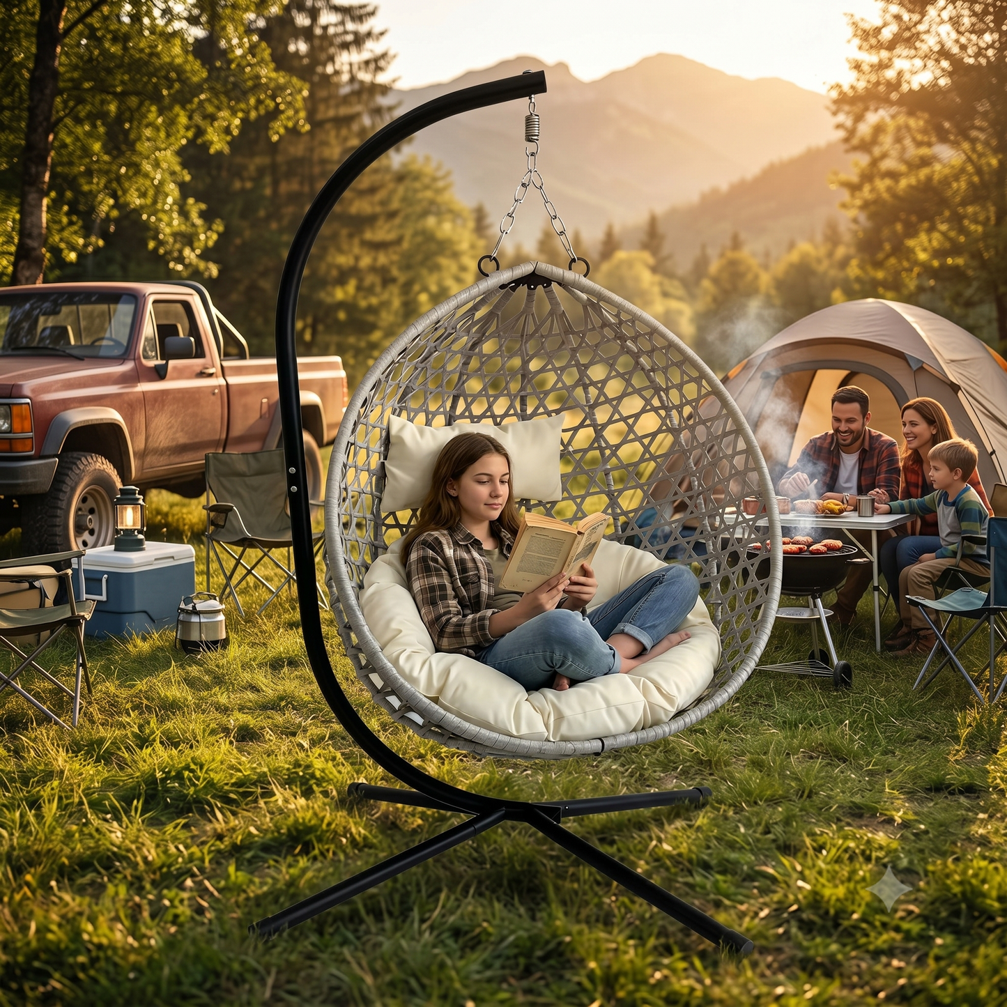 Foldable Hanging Egg Chair with Stand