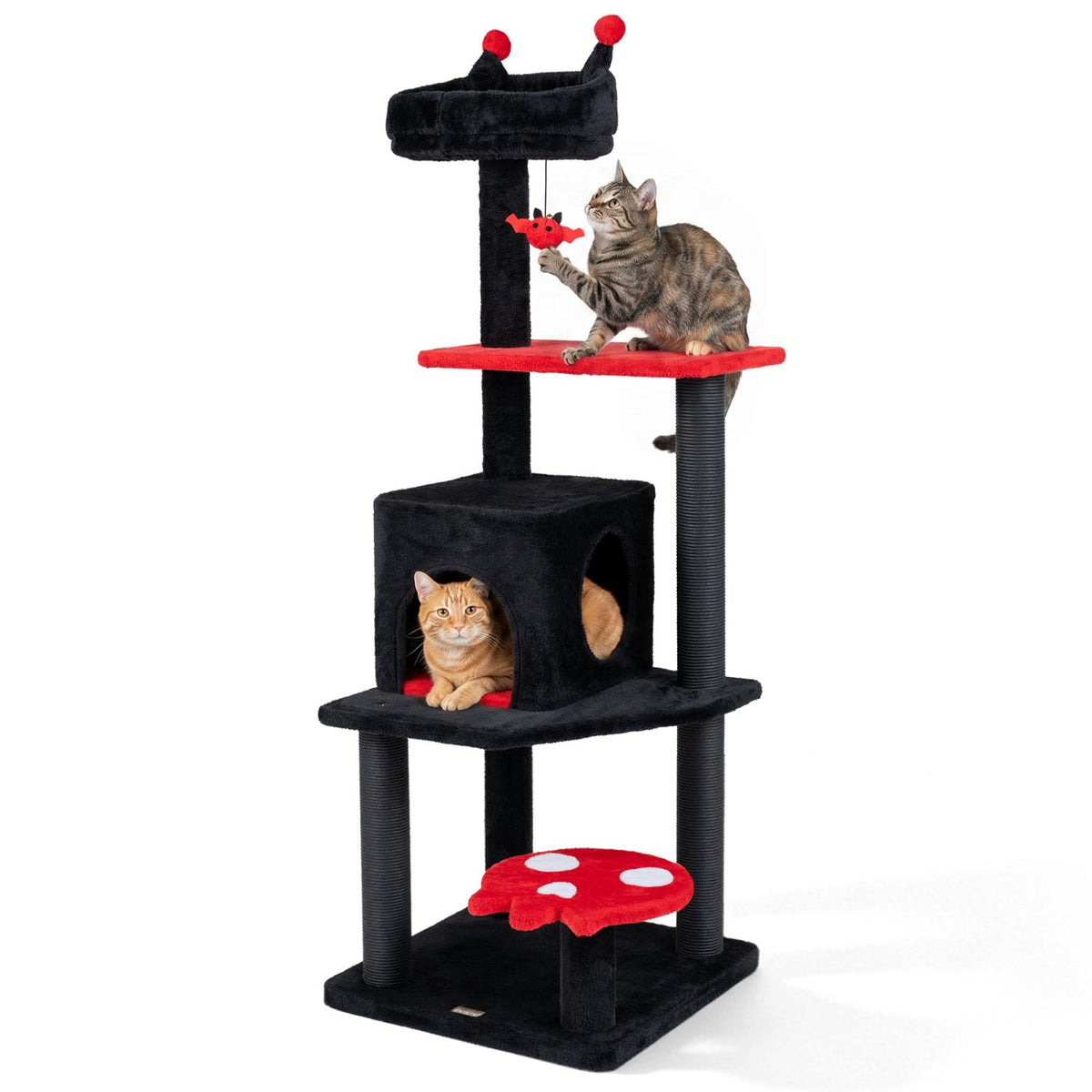 57" Gothic Cat Tower with Padded Perch and Spider Toy