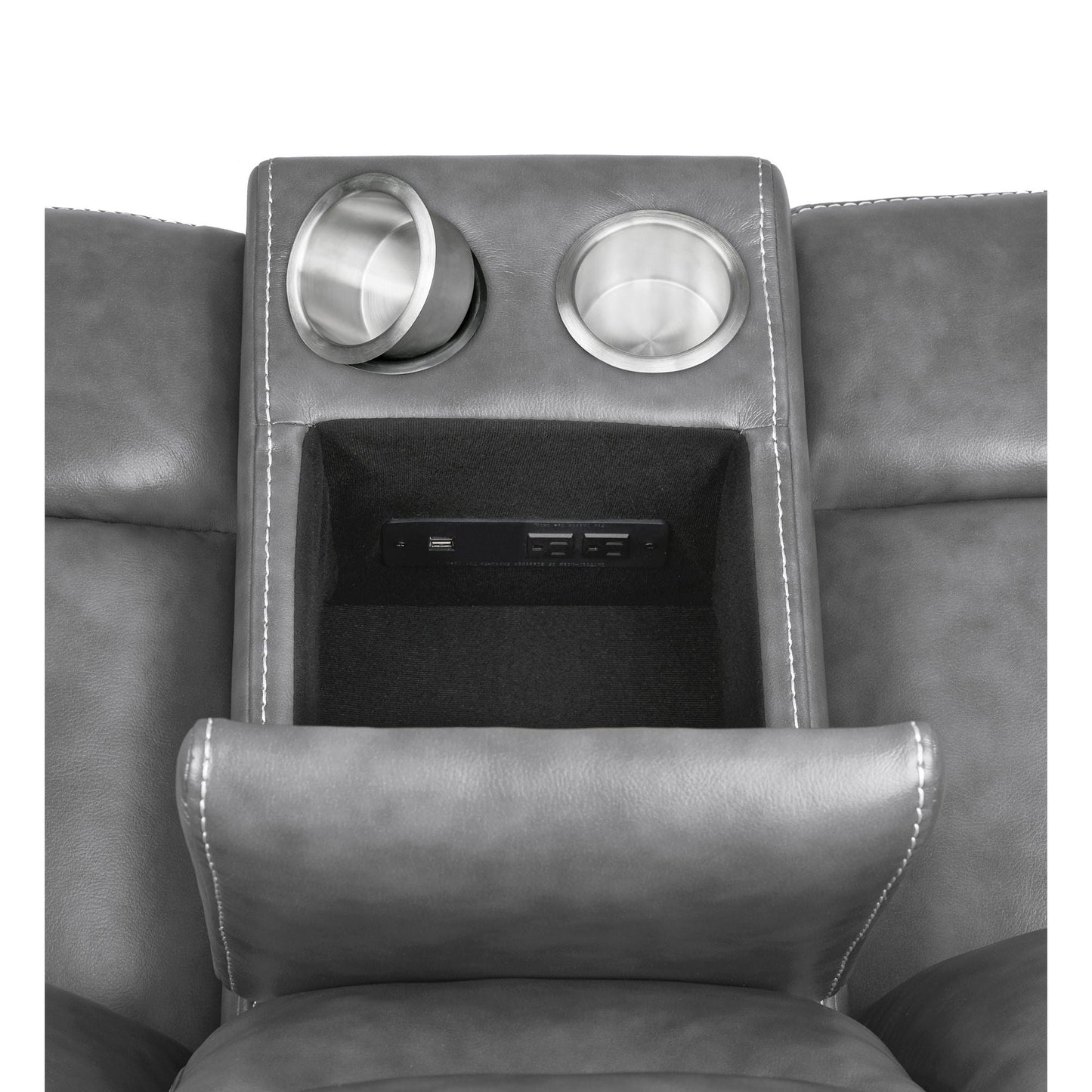 Carmen - Cool Motion Loveseat With Storage, With Reclining Function And Built In Storage - Gray