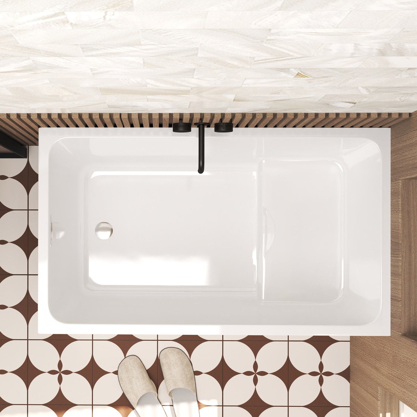 Gloss Freestanding Bathtub With Built In Seat