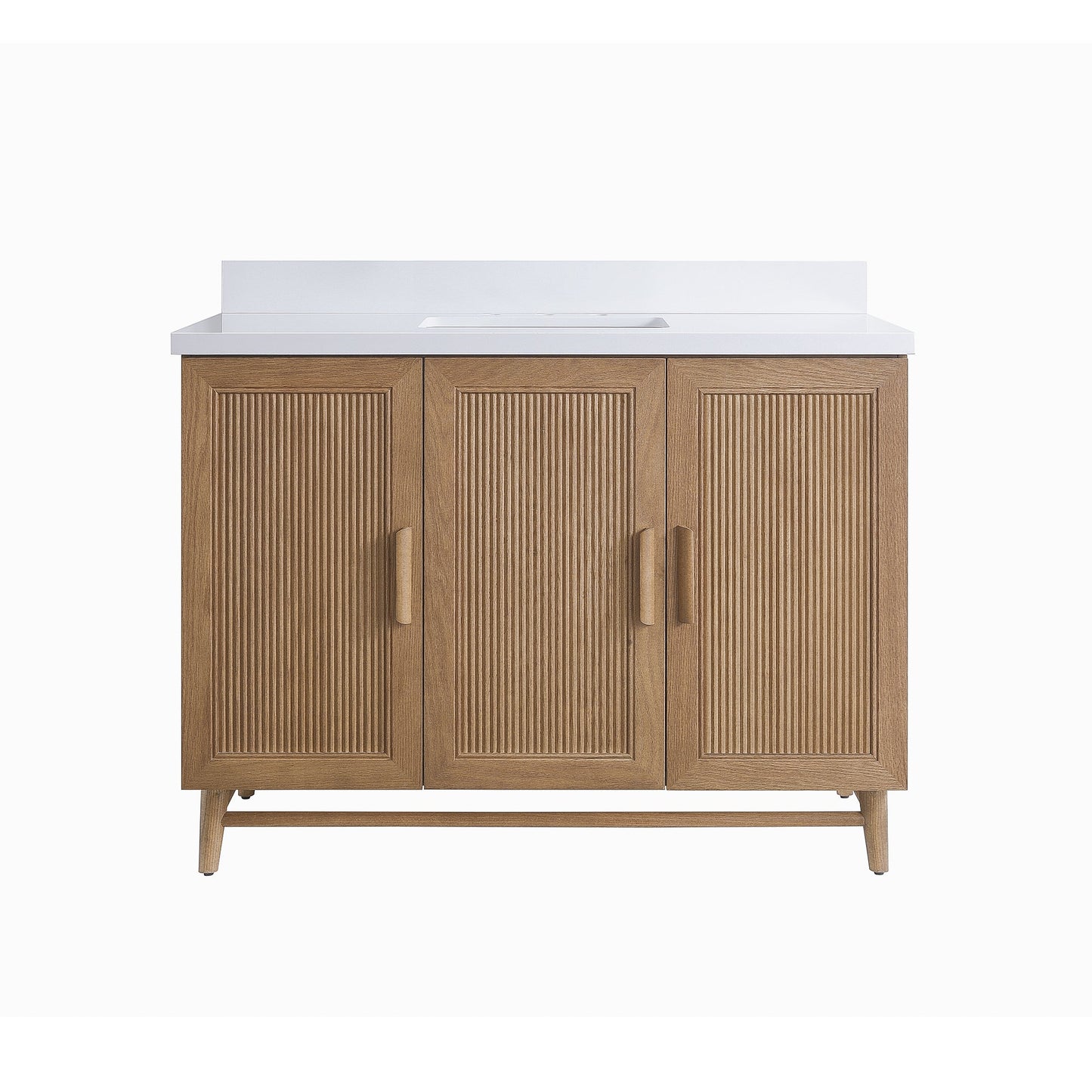 Fully Assembled 48" Freestanding Single Sink Light Coffee Bathroom Vanity