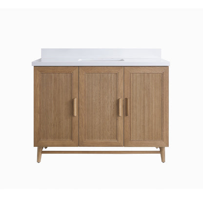 Fully Assembled 48" Freestanding Single Sink Light Coffee Bathroom Vanity