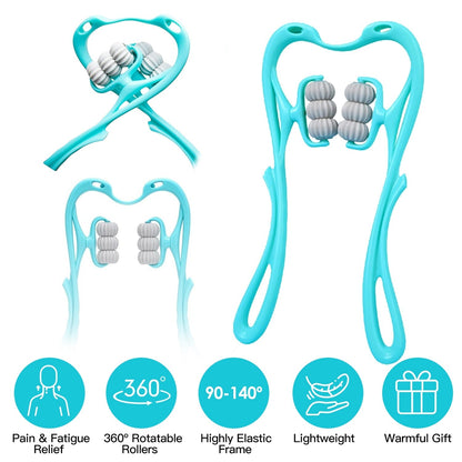 Neck Roller Massager 360¼ Rotatable Trigger Point Roller Portable Massager with 6 Balls for Neck Leg Thigh Foot Pain Relief