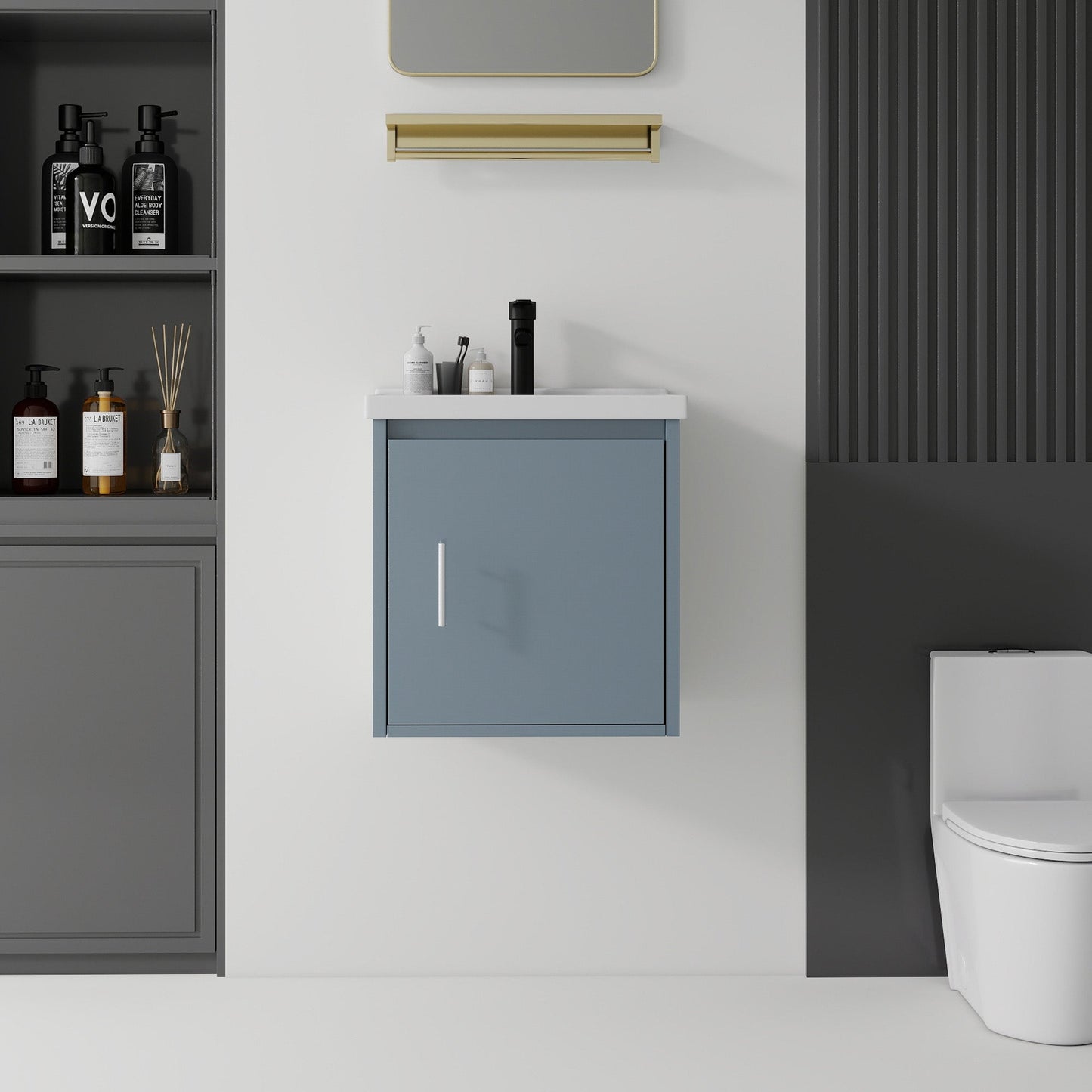 20 Inch Floating Bathroom Vanity with Sink, Soft-Close Door, Ceramic Sink, Plywood