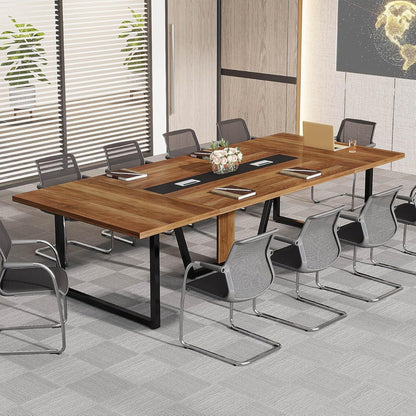 Conference Table For 8 - 10 People With Cable Management - Brown / Black