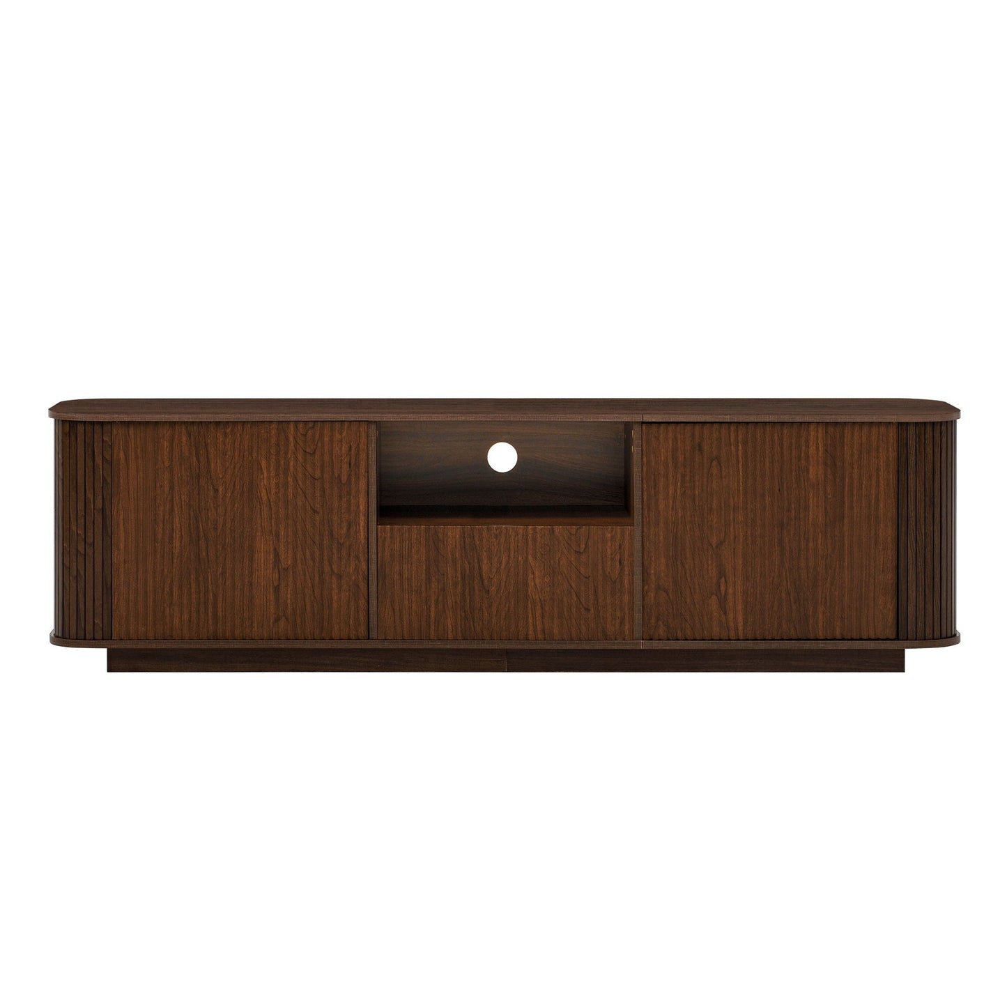 70" TV Stand With Ample Storage, Curved Corners - Dark Brown