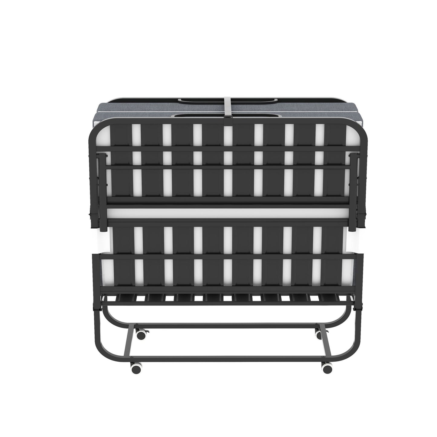 Twin Wide Folding Bed For Tall People, Extra Long & Wide Rollaway With Memory Foam, Heavy-Duty - Black