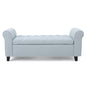 Hayes Contemporary Armed Storage Bench with Rolled Arms and Button Tufting