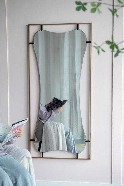 Poppy Mirror With Metal Frame Contemporary Design For Bathroom, Entryway Wall Decor