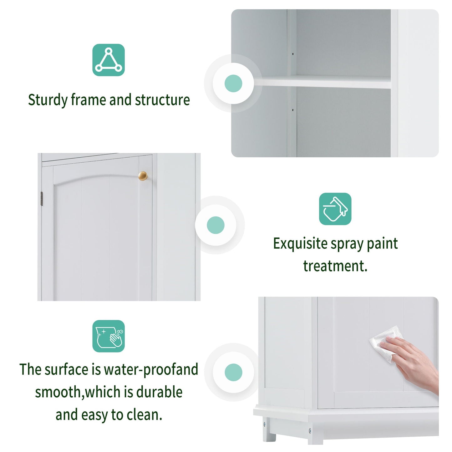 Tall Bathroom Storage Cabinet With Glass Doors, Free-Standing, Two Drawers, And Adjustable Shelves, Board, Painted Perfect For Displaying Your Favorite Items