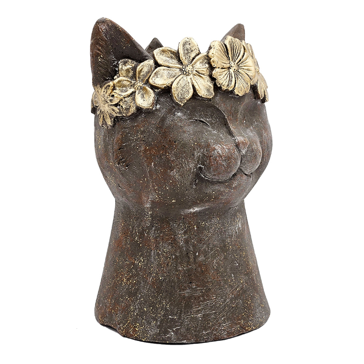 8.5x7.7x12.4" Magnesium Cat Statue Planter with Textured Finish