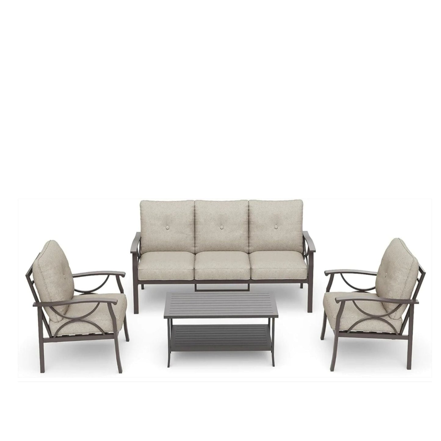 Patio Furniture Set with Coffee Table and Cushions for Backyard