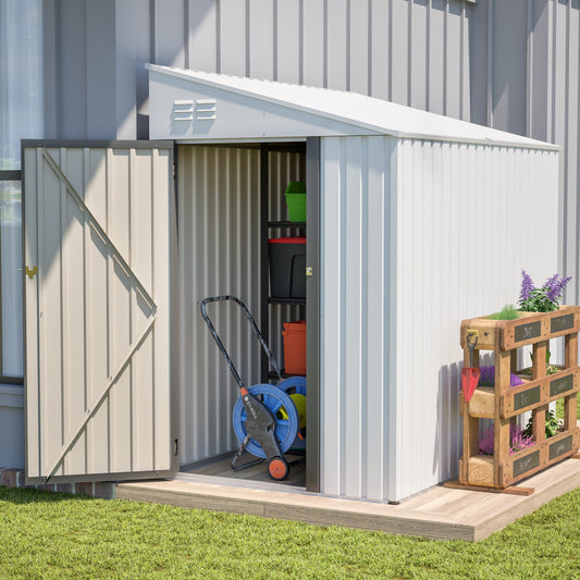 White 4' x 7' Lean-To Storage Shed