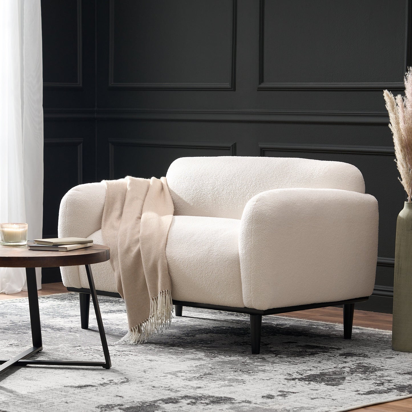 Bouclé Fabric Loveseat Sofa - 50 Inch