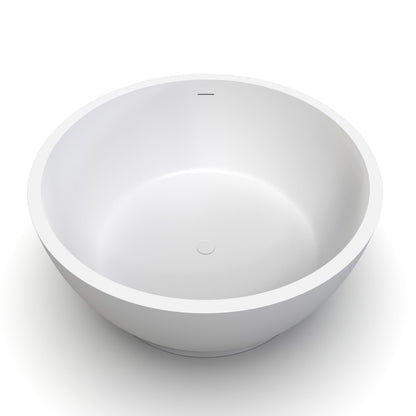 52.7 Inch Round Freestanding Solid Surface Soaking Bathtub