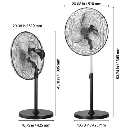 18" Industrial Pedestal Fan 3-Speed Oscillating Fan with Adjustable Height