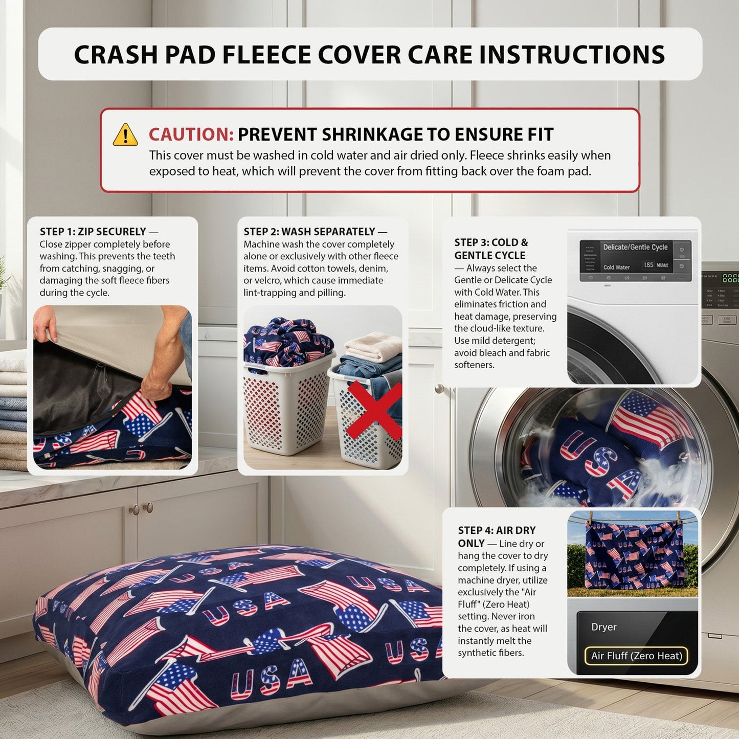 Sensory Crash Pad for Kids & Adults – Removable Washable Fleece Cover