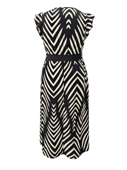 Chevron Print Wrap Maxi Dress