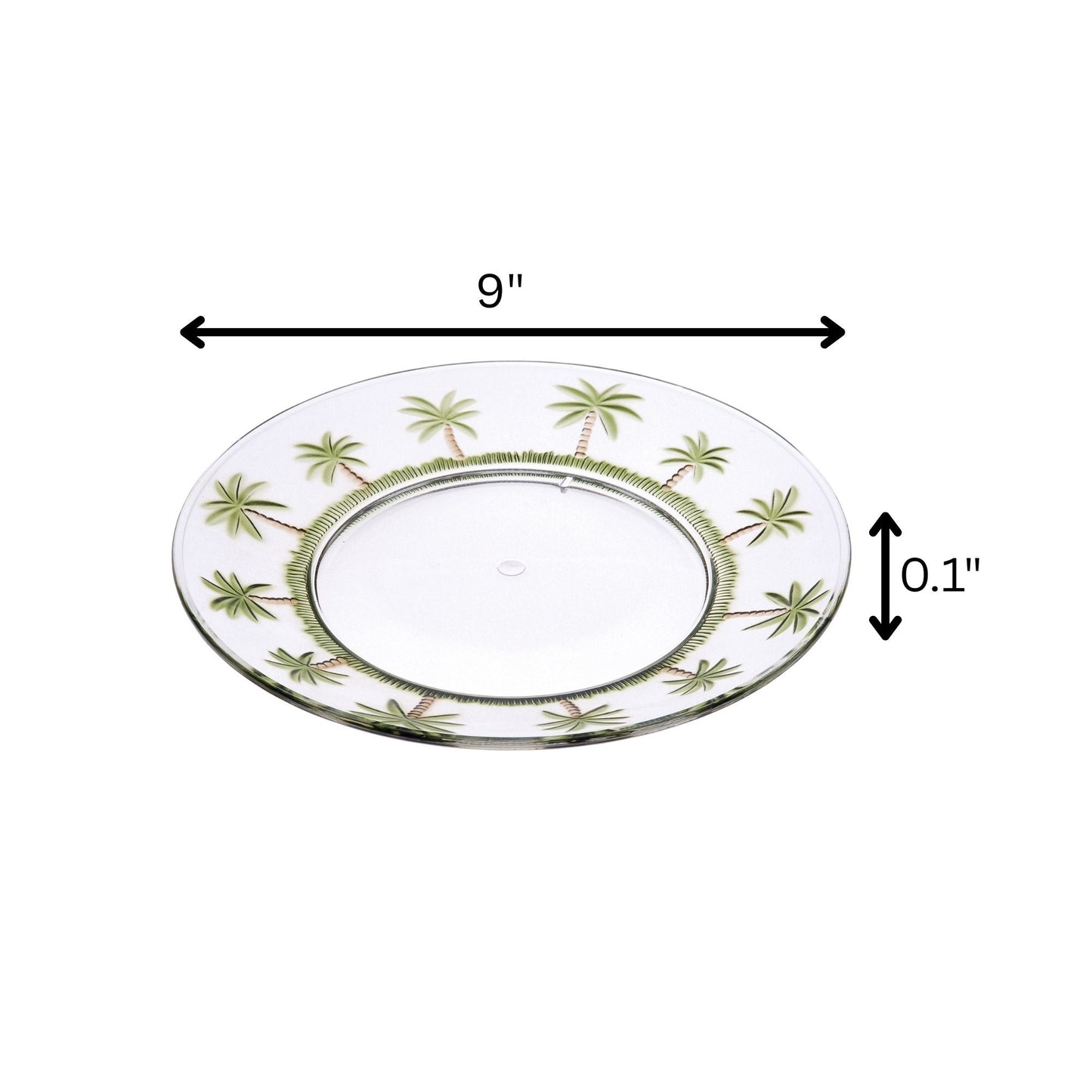 Palm Tree Design 9" Acrylic Dinner Plates (Set of 4)