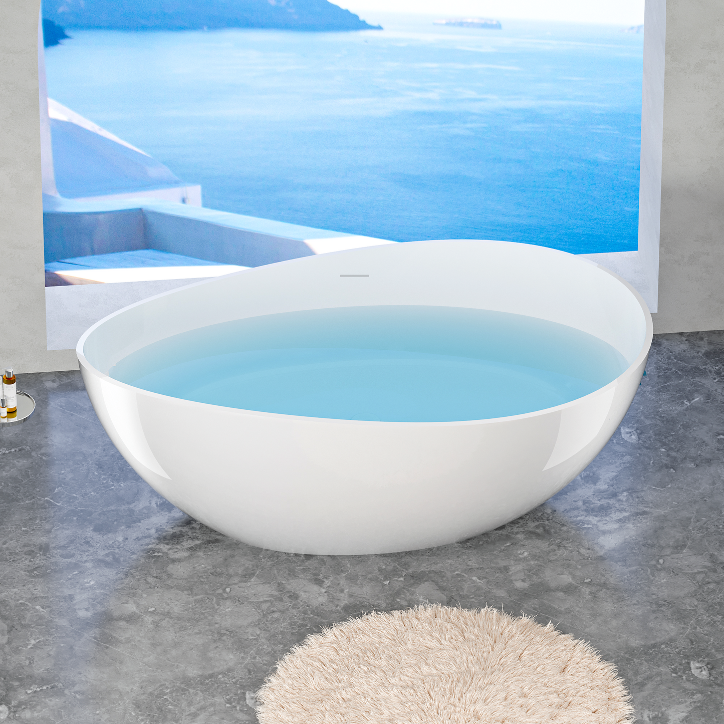 63" Freestanding Solid Surface Bathtub
