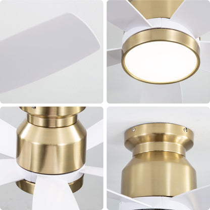 Flush Mount Ceiling Fan With LED Light 22W And Remote Control Blades / Body, DC Motor