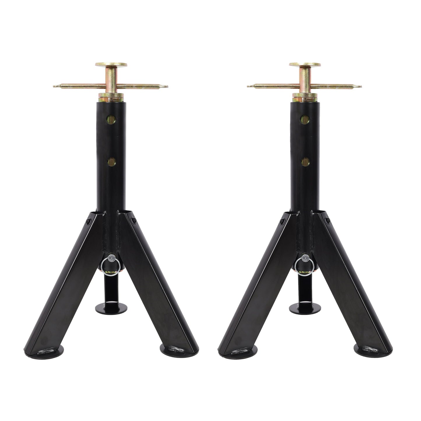 RV Adjustable Telescoping Stabilizer Jack Stand Supports 16" to 30" (Set of 2) - Black