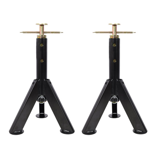 RV Adjustable Telescoping Stabilizer Jack Stand Supports 16" to 30" (Set of 2) - Black