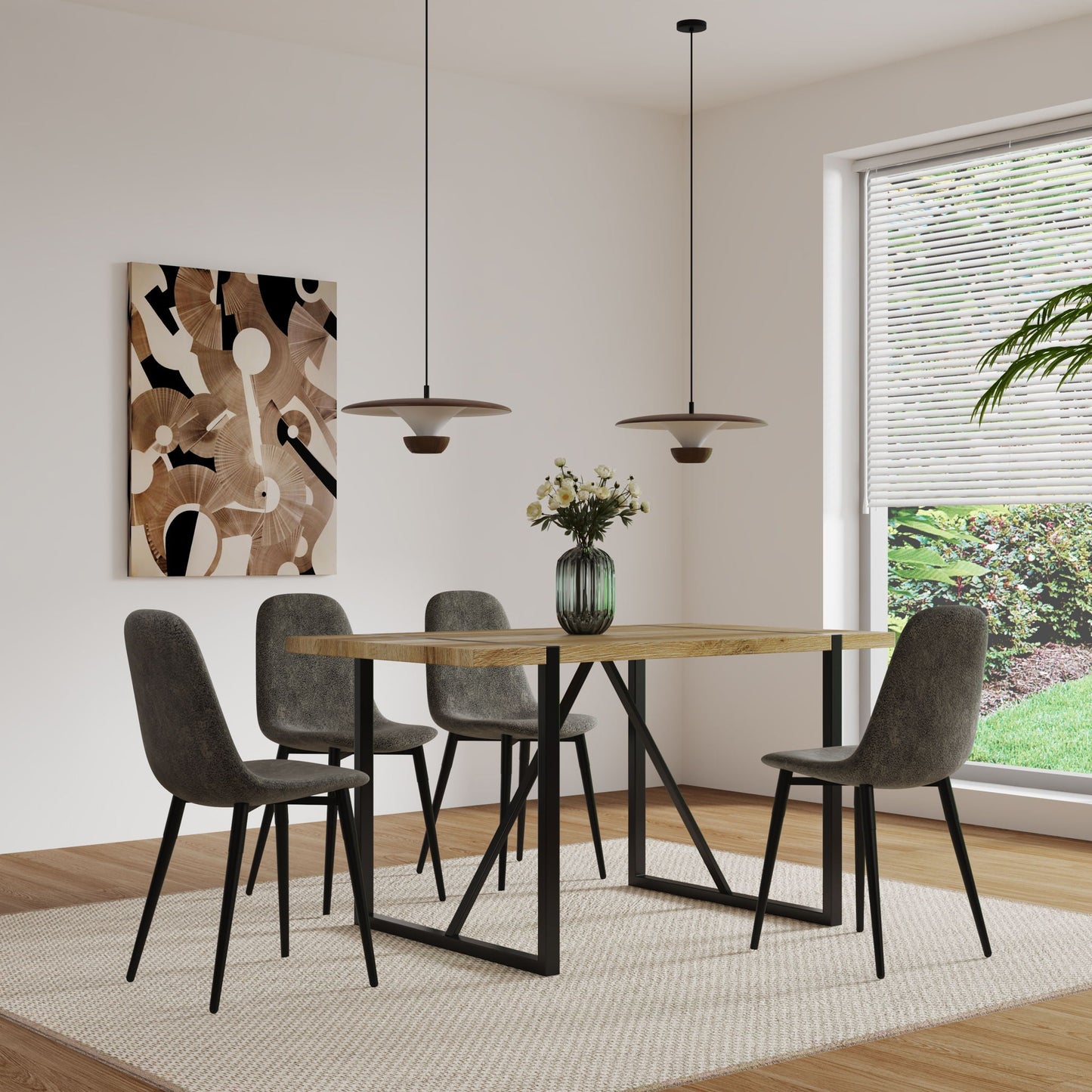 Modern Accent Dining Chairs Upholstered Seat, Metal Legs (Set of 4)