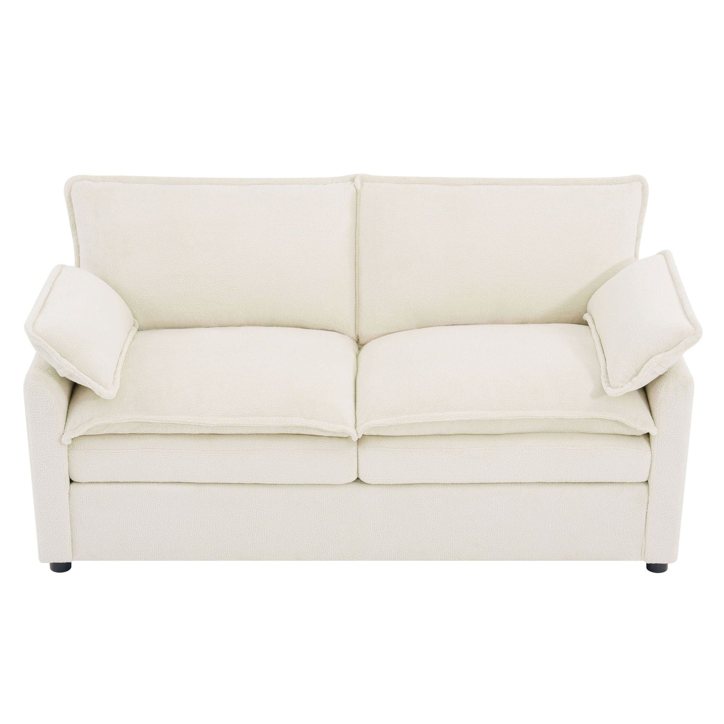 Modern Loveseat Sofa, Upholstered Couch With Side Storage Pockets