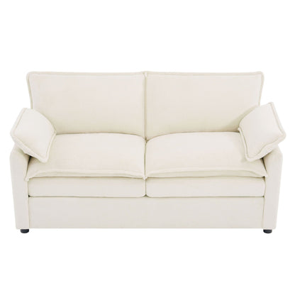 Modern Loveseat Sofa, Upholstered Couch With Side Storage Pockets