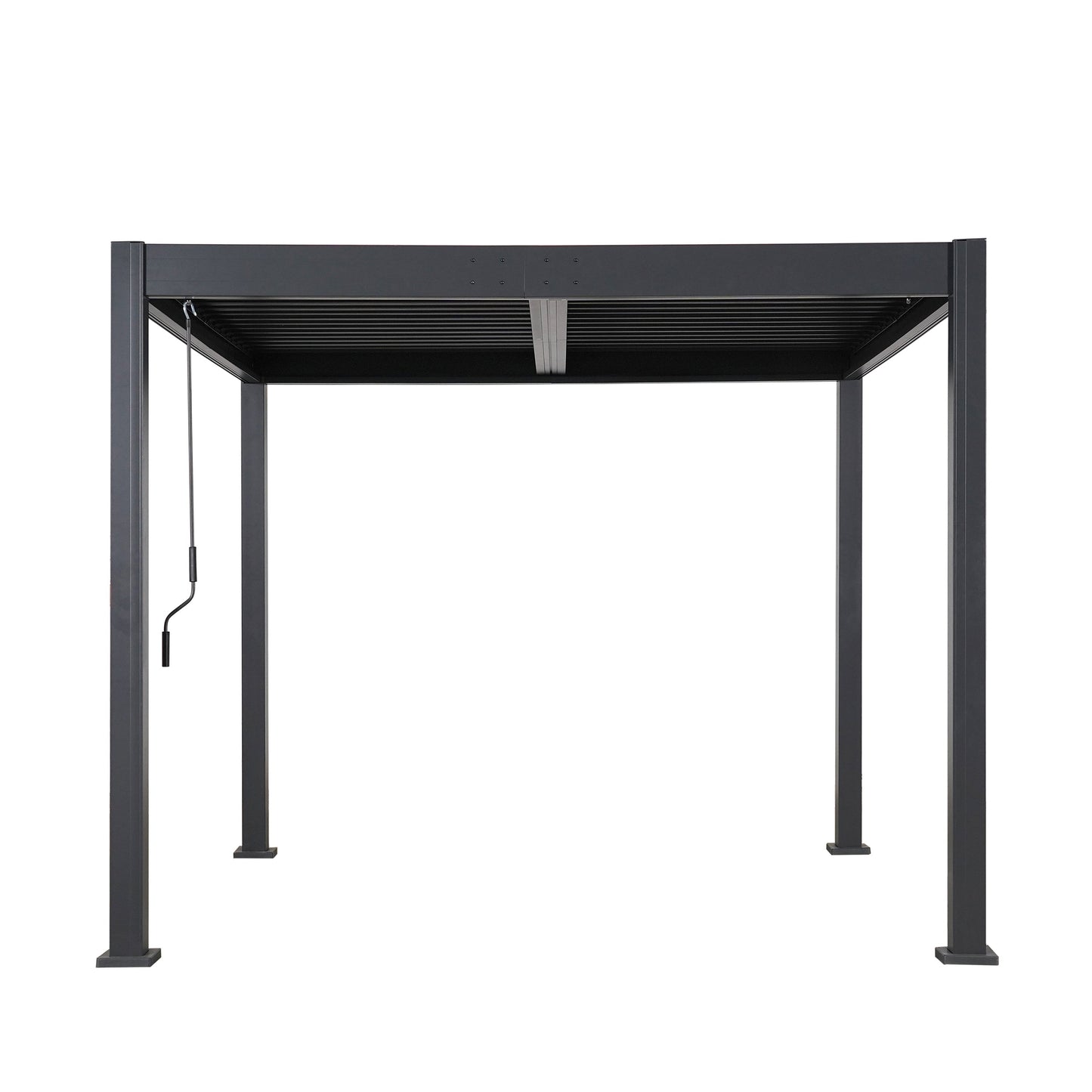 Byron Black Outdoor Pergola Aluminum with Adjustable Louvered Roof