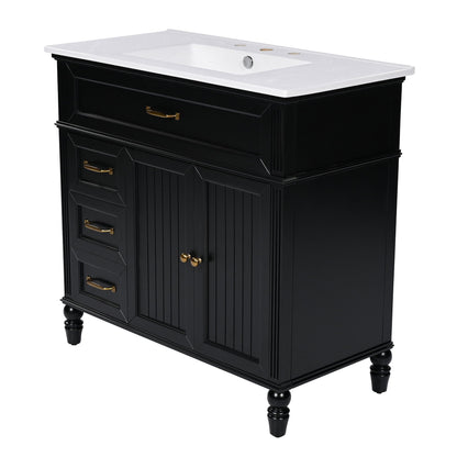 Bathroom Vanity With Sink, Freestanding Cabinet & Drawers