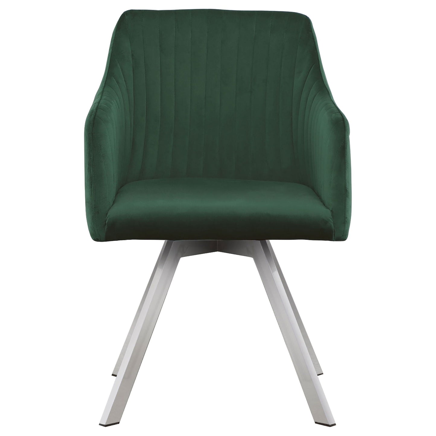 Tufted Swivel Dining Chair With Slim Sloped Arms - Green